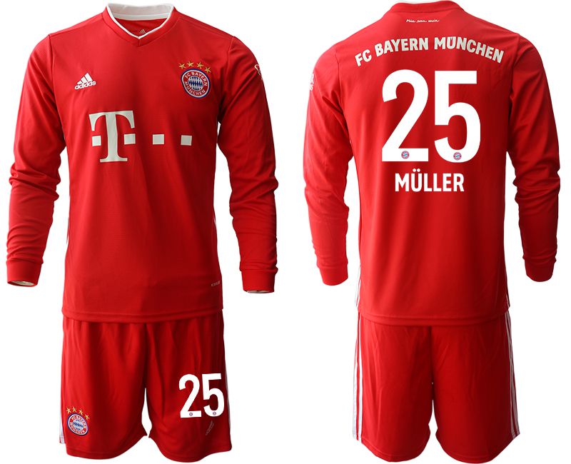 Men 2020-2021 club Bayern Munich home long sleeves #25 red Soccer Jerseys->->Soccer Club Jersey